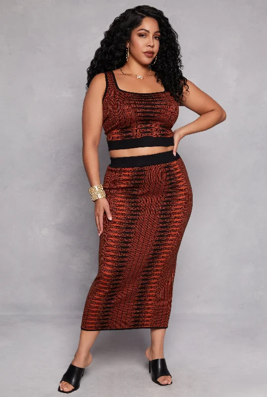 Plus Size Almost Famous Printed Midi Skirt