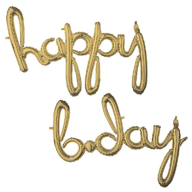 SCRIPT PHRASE ″HAPPY BDAY" WHITE GOLD (AIR-FILL ONLY)