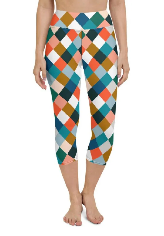 Colorful Rhombus Pattern Yoga Capris