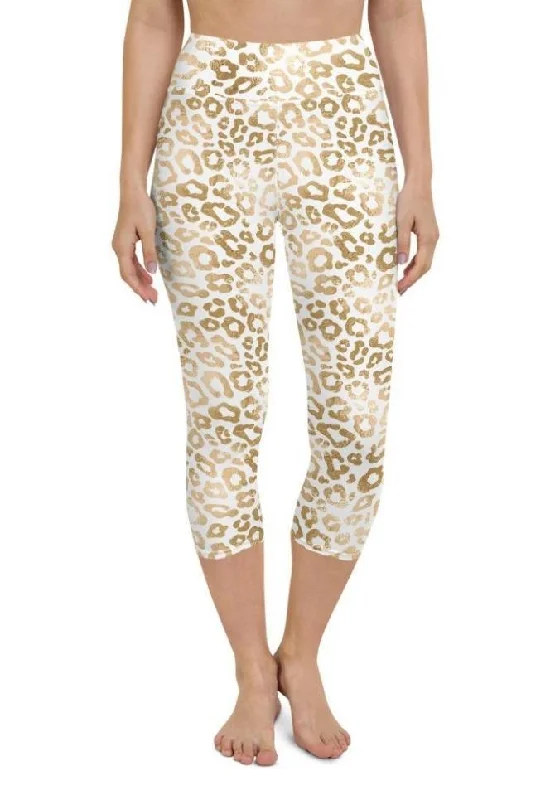 Golden Leopard Print Yoga Capris