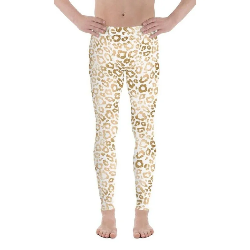 Golden Leopard Print Men's Leggings