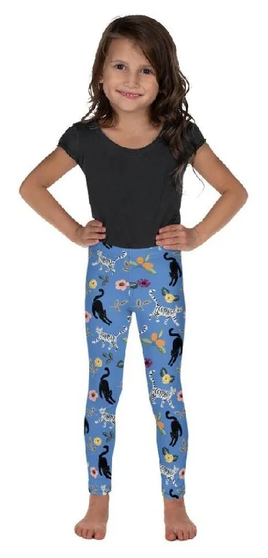 Feline & Flower Pattern Kid's Leggings