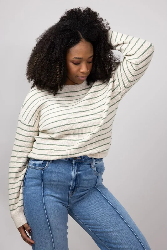 Thread & Supply Ely Knit Sweater for Women in Sage Green | T2798SWTS-SAGESTRIPE