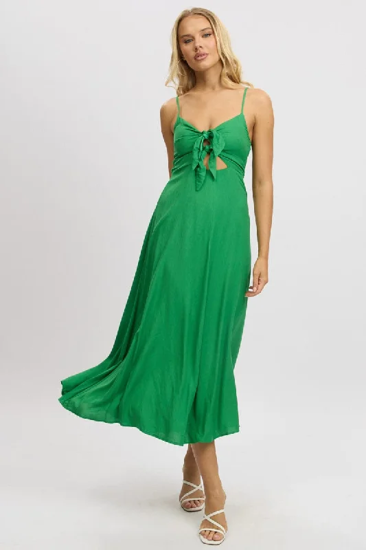 Green Maxi Dress Tie Detail Strappy