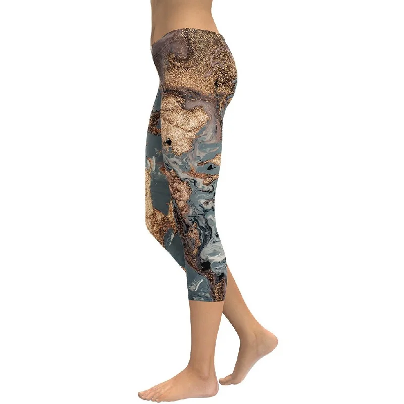 Bronze Marble Print Capris