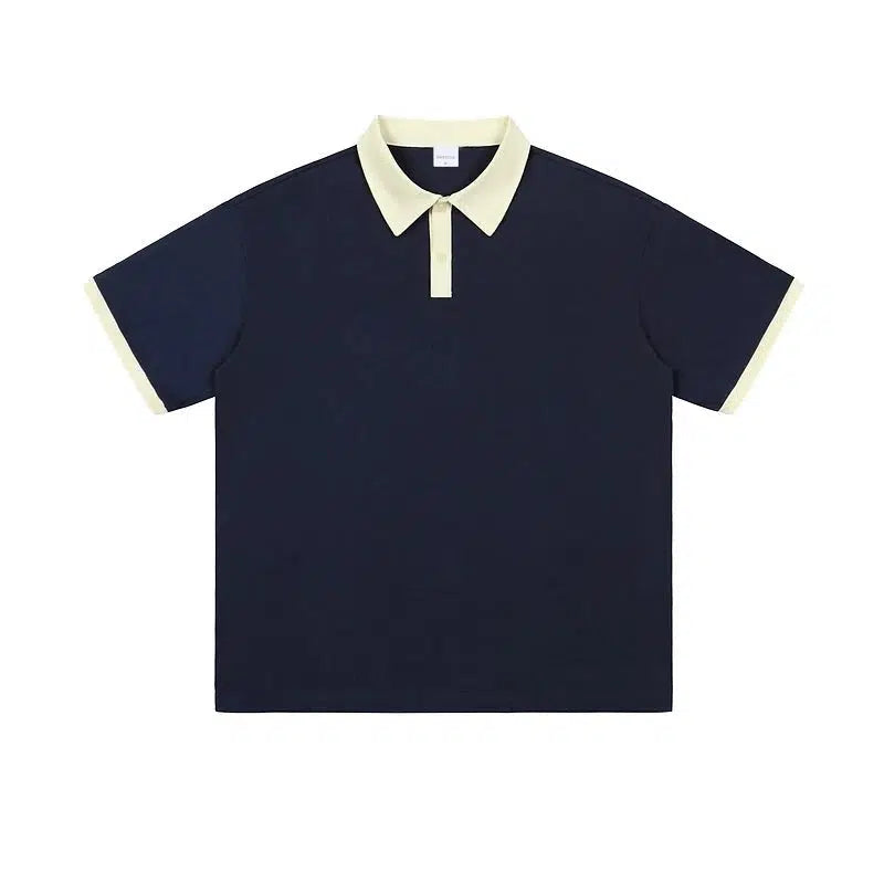 Casual Contrast-Collar Polo Shirt