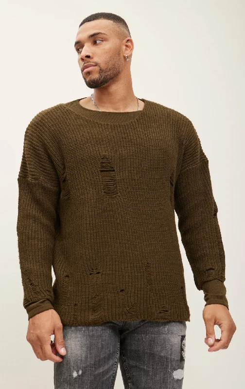 Two Piece Distorted Sweater - Khaki