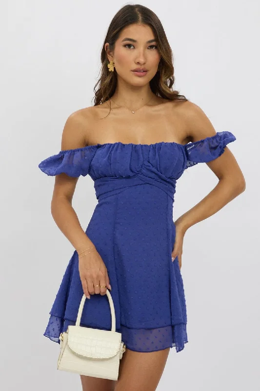 Blue Mini Dress Back Tie