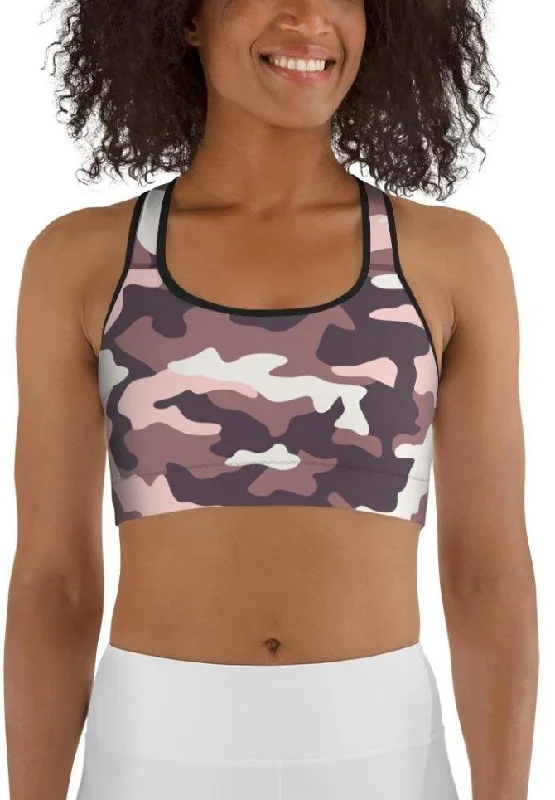 Chocolate Brown Camo Sports Bra