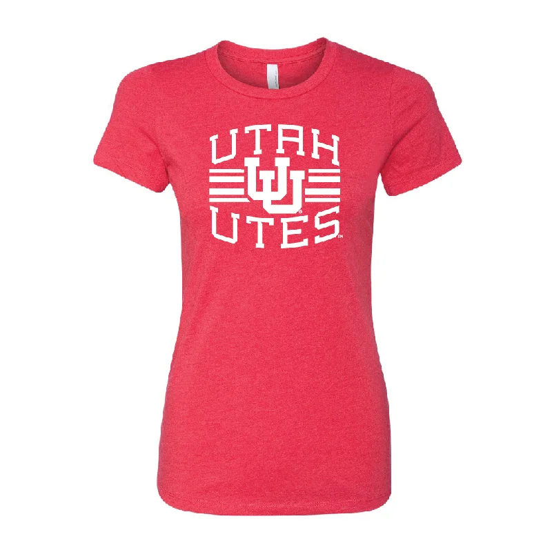 Utah Utes - Utah Stripe - Interlocking UU Womens T-Shirt