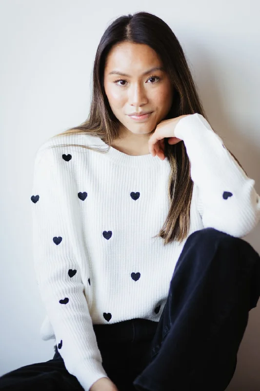 Miracle Heart Sweater for Women in Ivory | W8009-IVORYBLACK