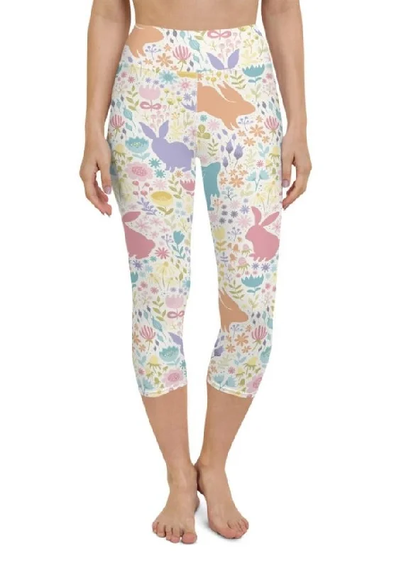 Pastel Easter Garden Yoga Capris