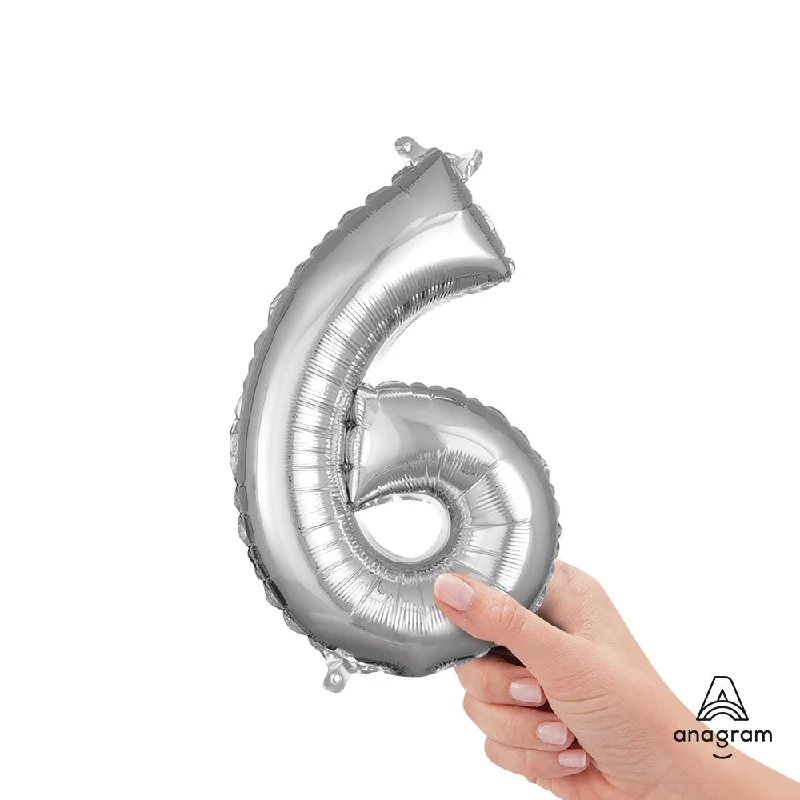 16 inch NUMBER 6 - ANAGRAM - SILVER (AIR-FILL ONLY)