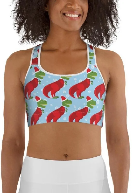 Christmassy Dinosaurs Sports Bra