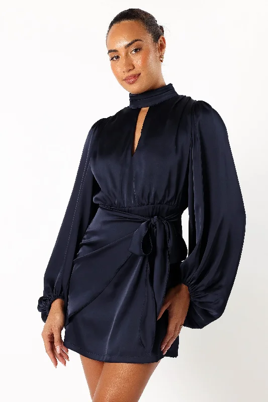 Opaline Long Sleeve Mini Dress - Navy