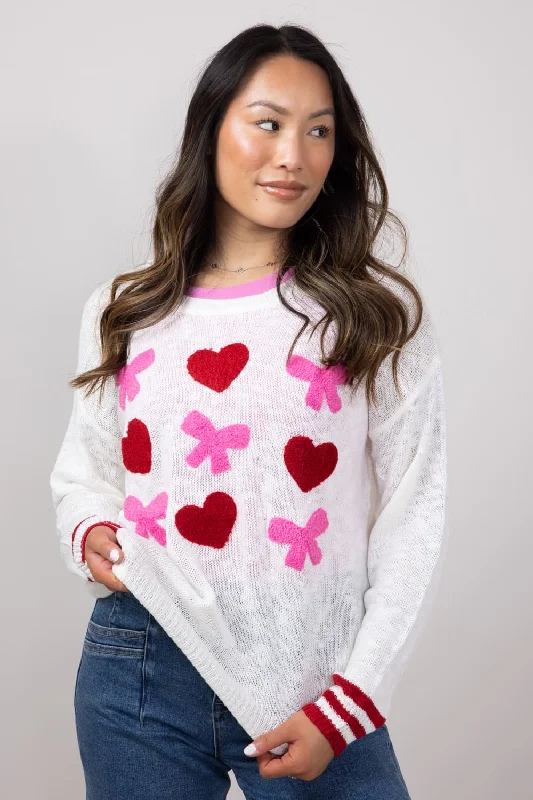 Simply Southern Everyday Valentines Sweater for Women in White | PP-0224-SWTR-EVRYDY-VAL