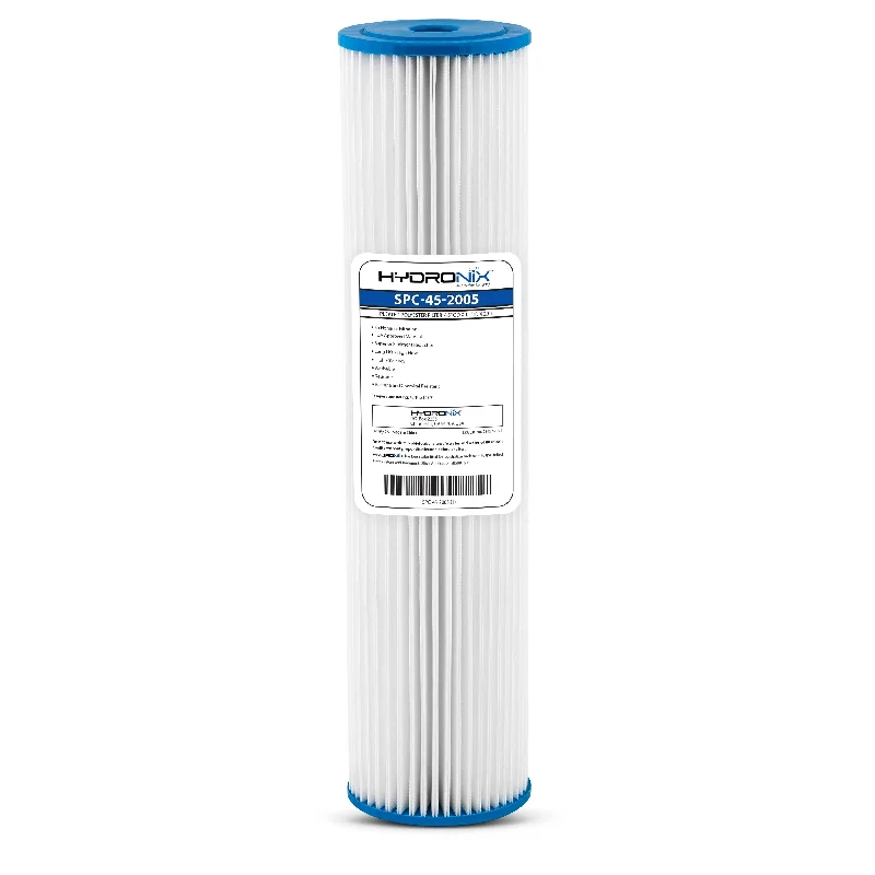 Pleated Sediment Water Filter Home or Commercial, Reusable 4.5" x 20" - 5 μm