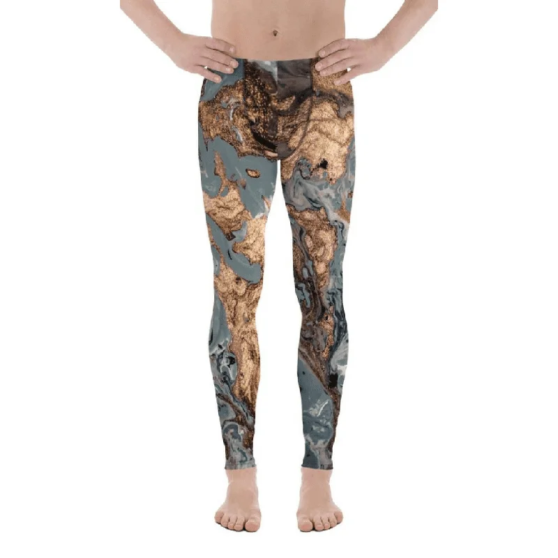 Bronze Marble Print Men's Leggings