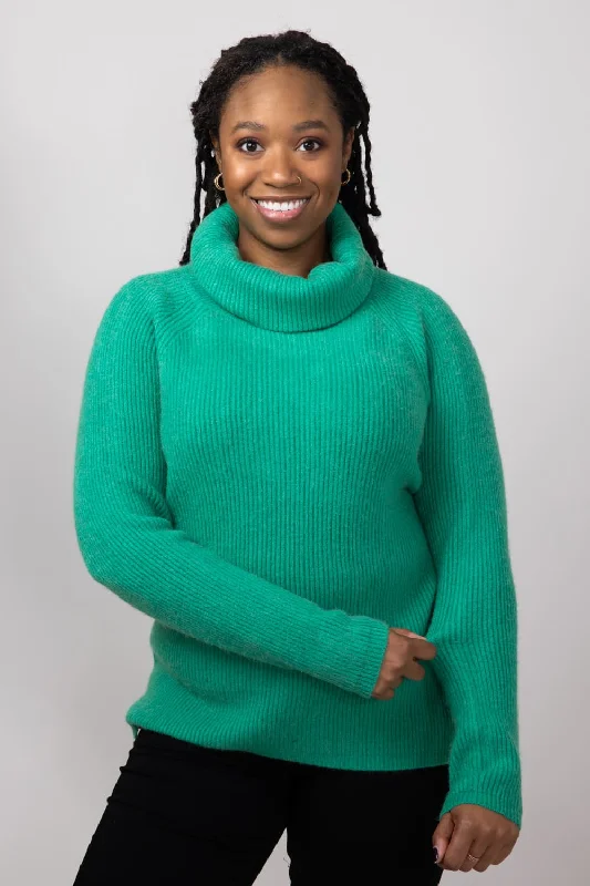 Miracle Basic Ribbed Turtleneck Sweater for Women in Green | 2717-GREEN