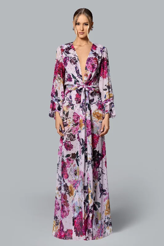 GHRAIL "Millie" Print Chiffon Gown