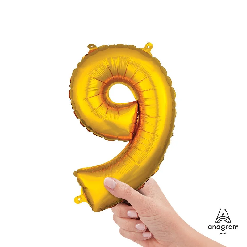 16 inch NUMBER 9 - ANAGRAM - GOLD (AIR-FILL ONLY)