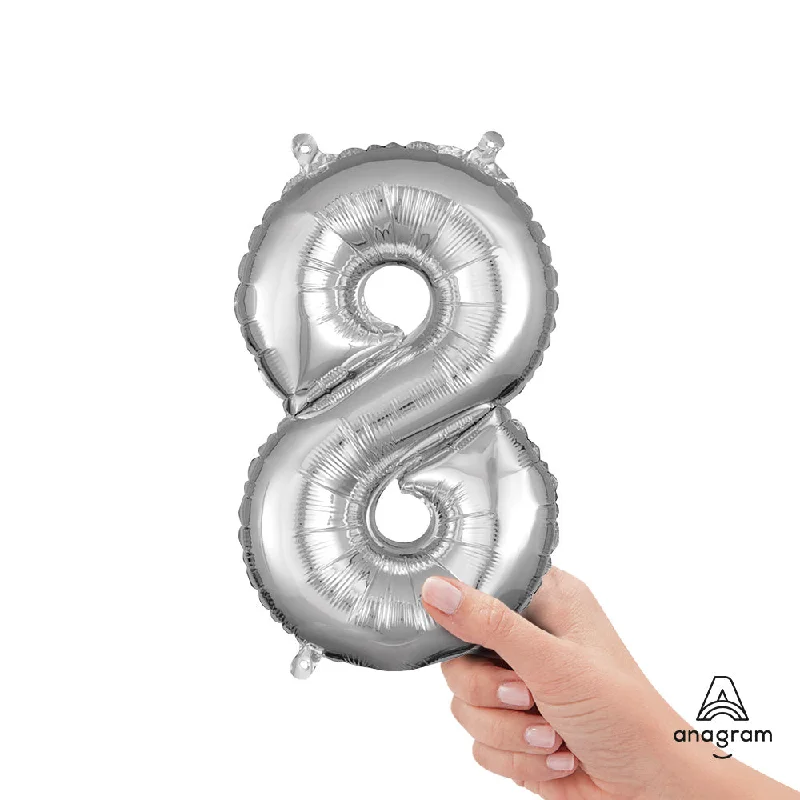 16 inch NUMBER 8 - ANAGRAM - SILVER (AIR-FILL ONLY)