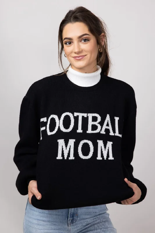 Football Mom Sweater for Women in Black Cream | SEDK450IMK-BLACKCREAM