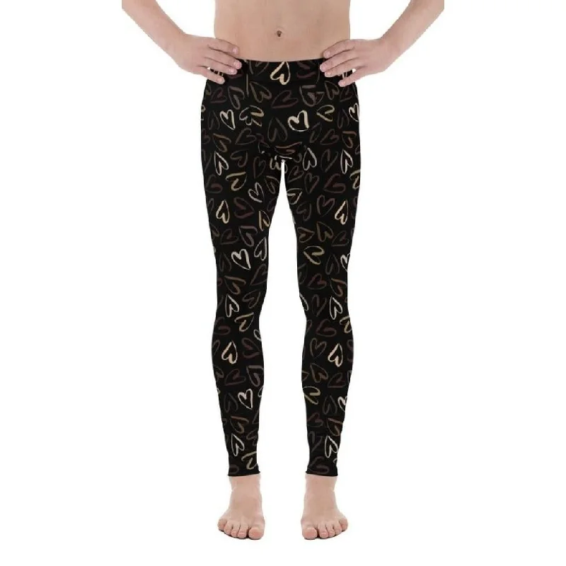 Golden Heart Print Men's Leggings