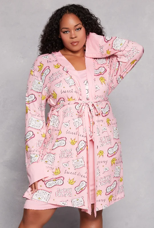 Plus Size Pillow Queen Cami Nightgown with Robe