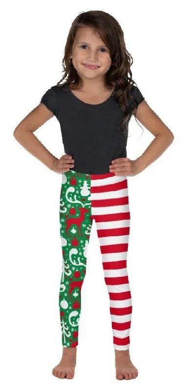 Cute Two Pattern Christmas Kid's Leggings