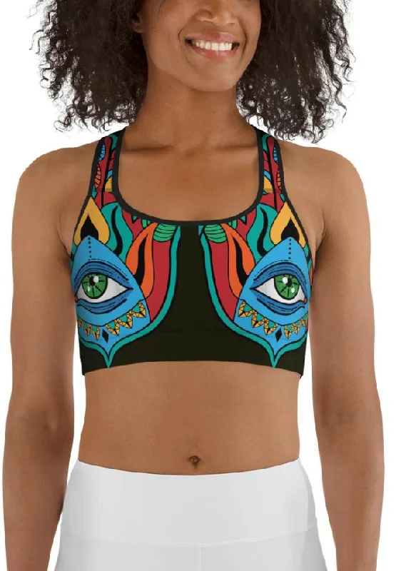 Colorful Eye Symbol Sports Bra