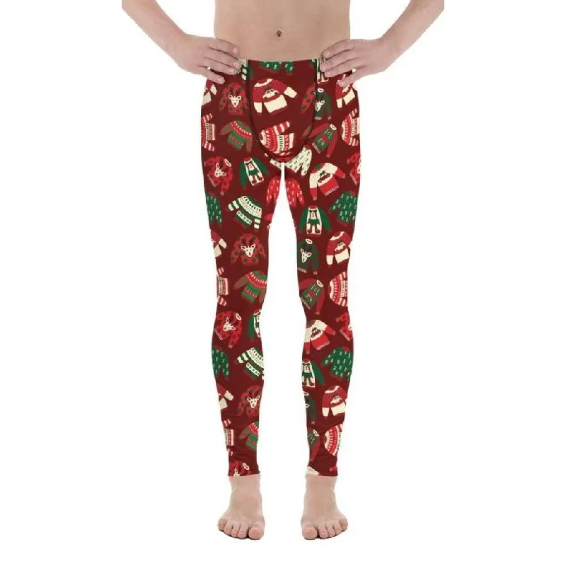 Ugly Christmas Sweater Pattern Men's Leggings