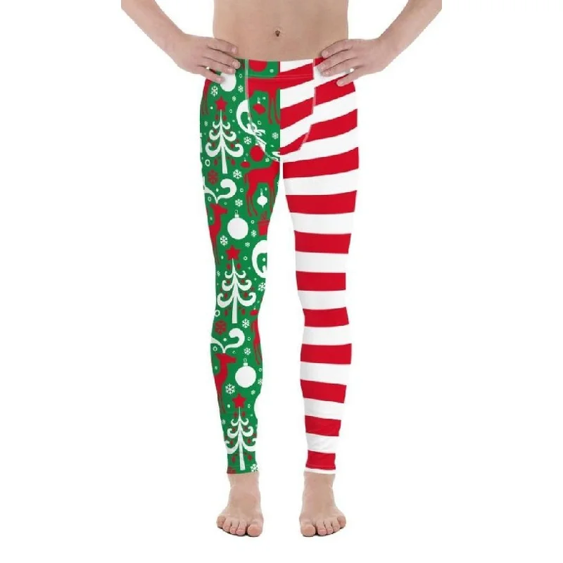 Cute Two Pattern Christmas Men's Leggings