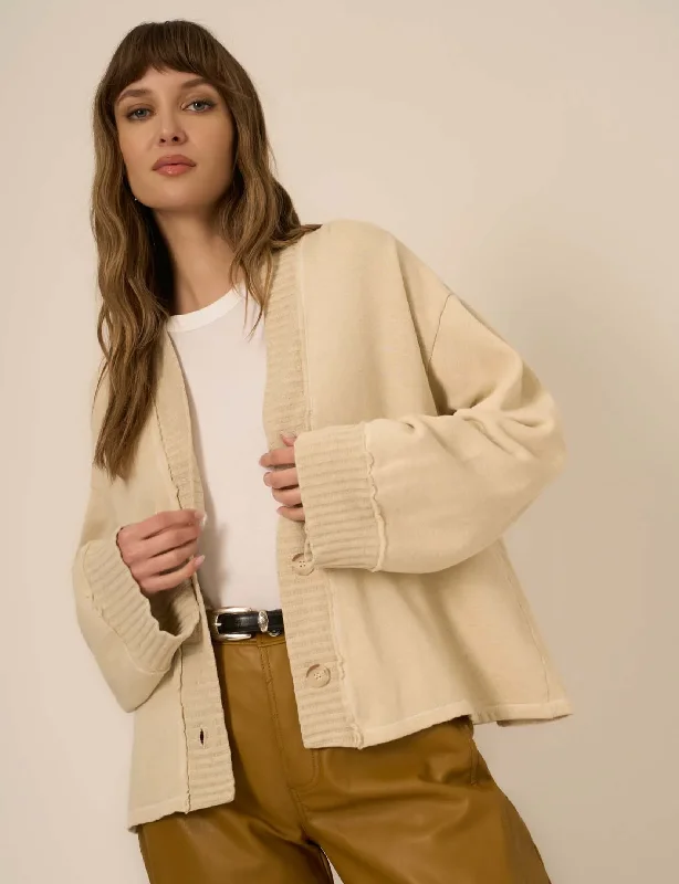 Romy Button Front Cardi, Eggnog