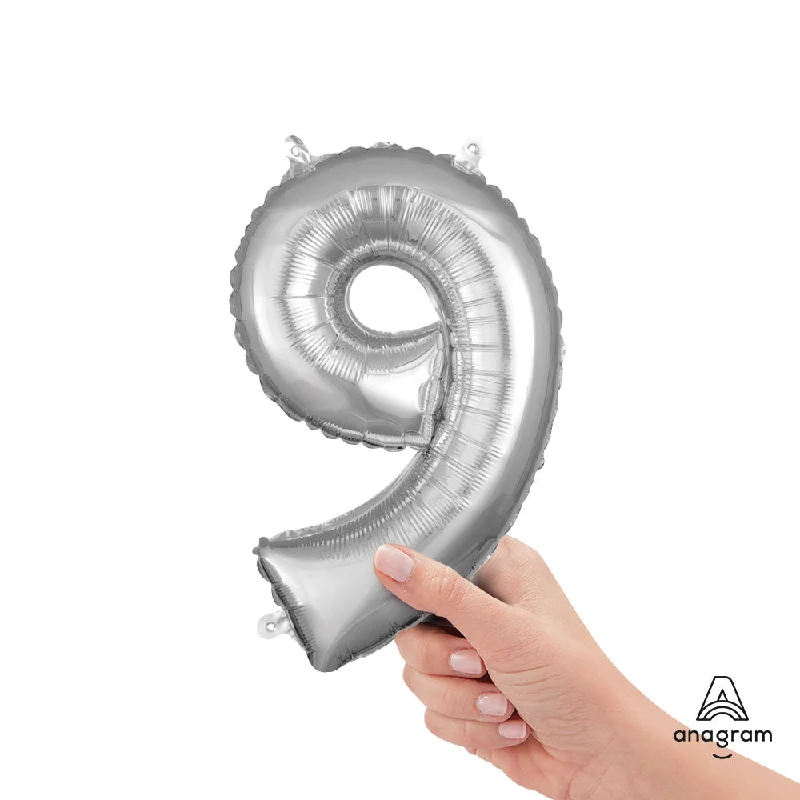 16 inch NUMBER 9 - ANAGRAM - SILVER (AIR-FILL ONLY)