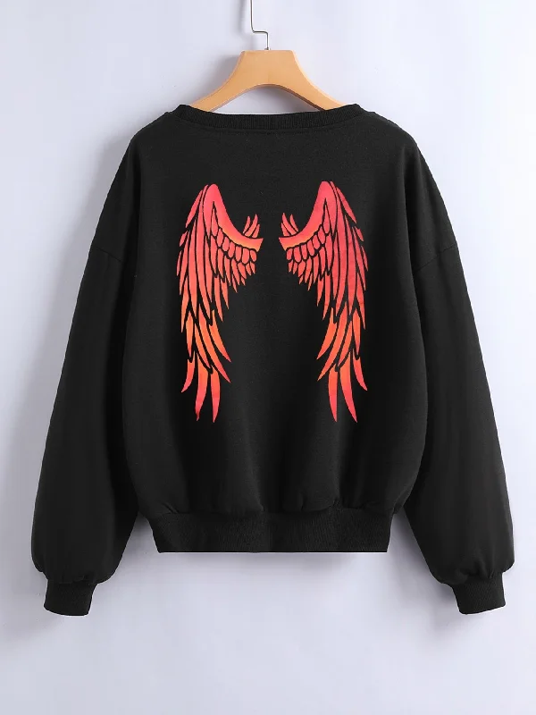 Casual Graphic Long Sleeve Round Neck Regular Women Sweatshirt