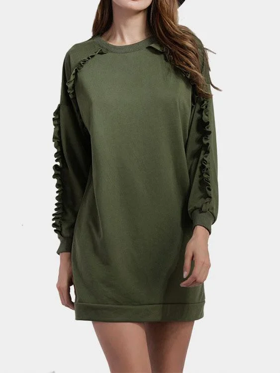 Wholesale Round Neck Grid Camouflage Long Sleeve Army Green Sweatshirts