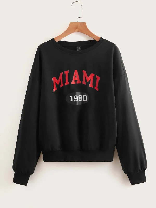 Casual Letter Long Sleeve Round Neck Regular Women Sweatshirt