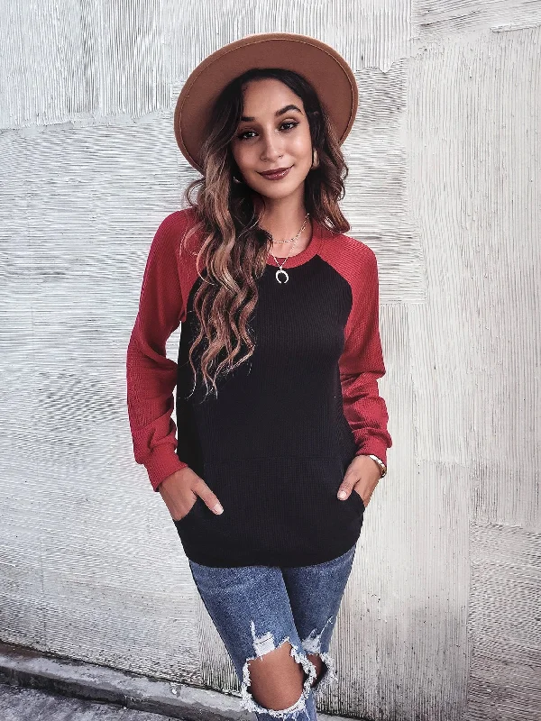 Casual Colorblock Long Sleeve Round Neck Regular Women Sweatshirt