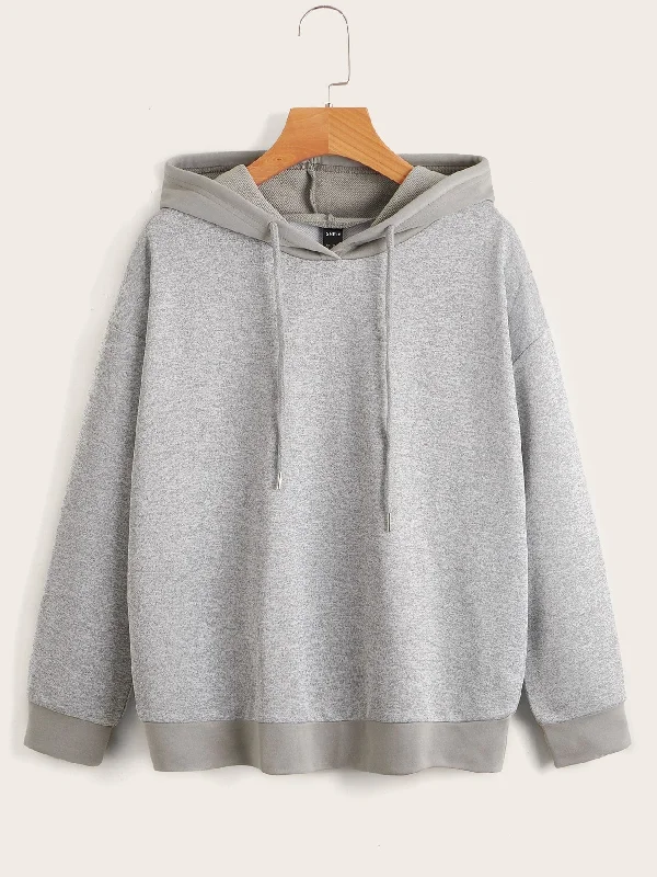 Casual Drawstring Long Sleeve Hooded Long Women Sweatshirt