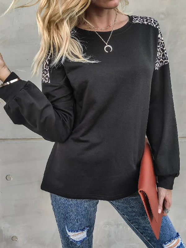 Casual Leopard Long Sleeve Round Neck Regular Women Sweatshirt