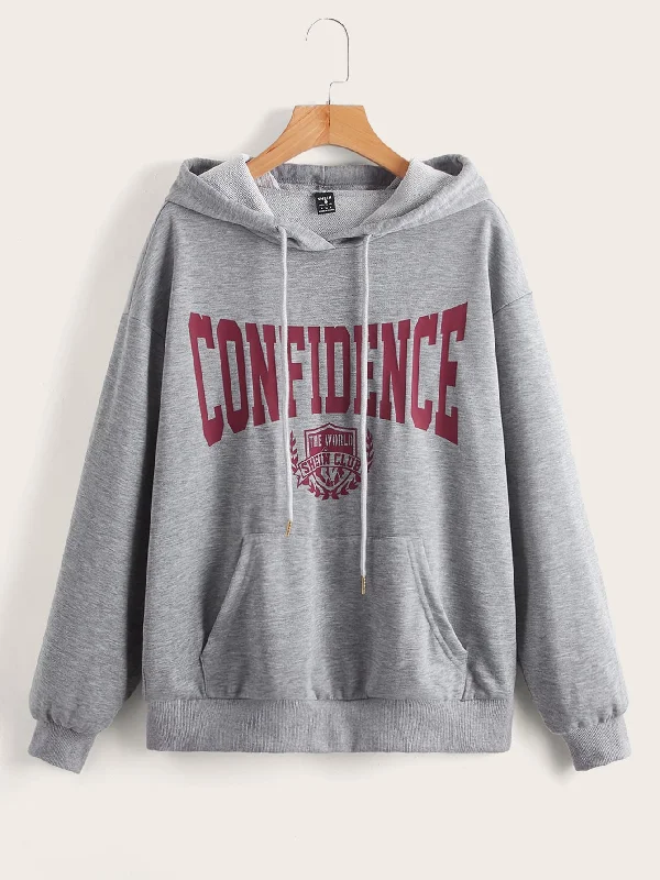 Casual Graphic Pocket Long Sleeve Hooded Regular Women Sweatshirt